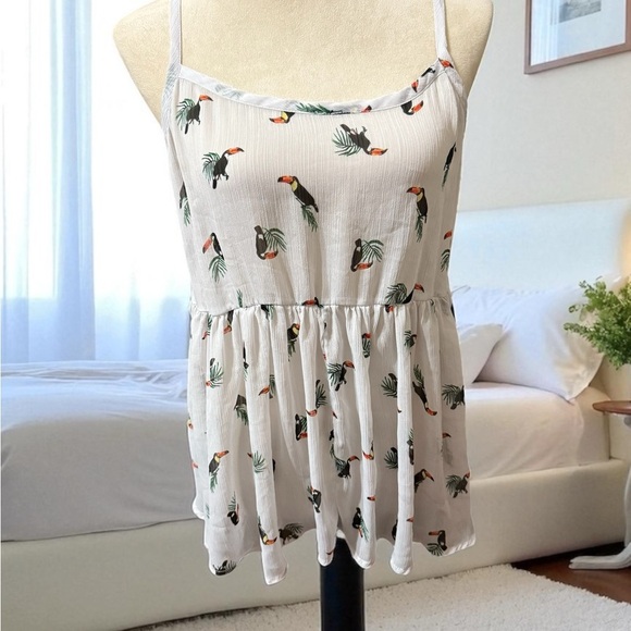 Torrid Ivory Tropical Bird Print Camisole - Picture 1 of 4